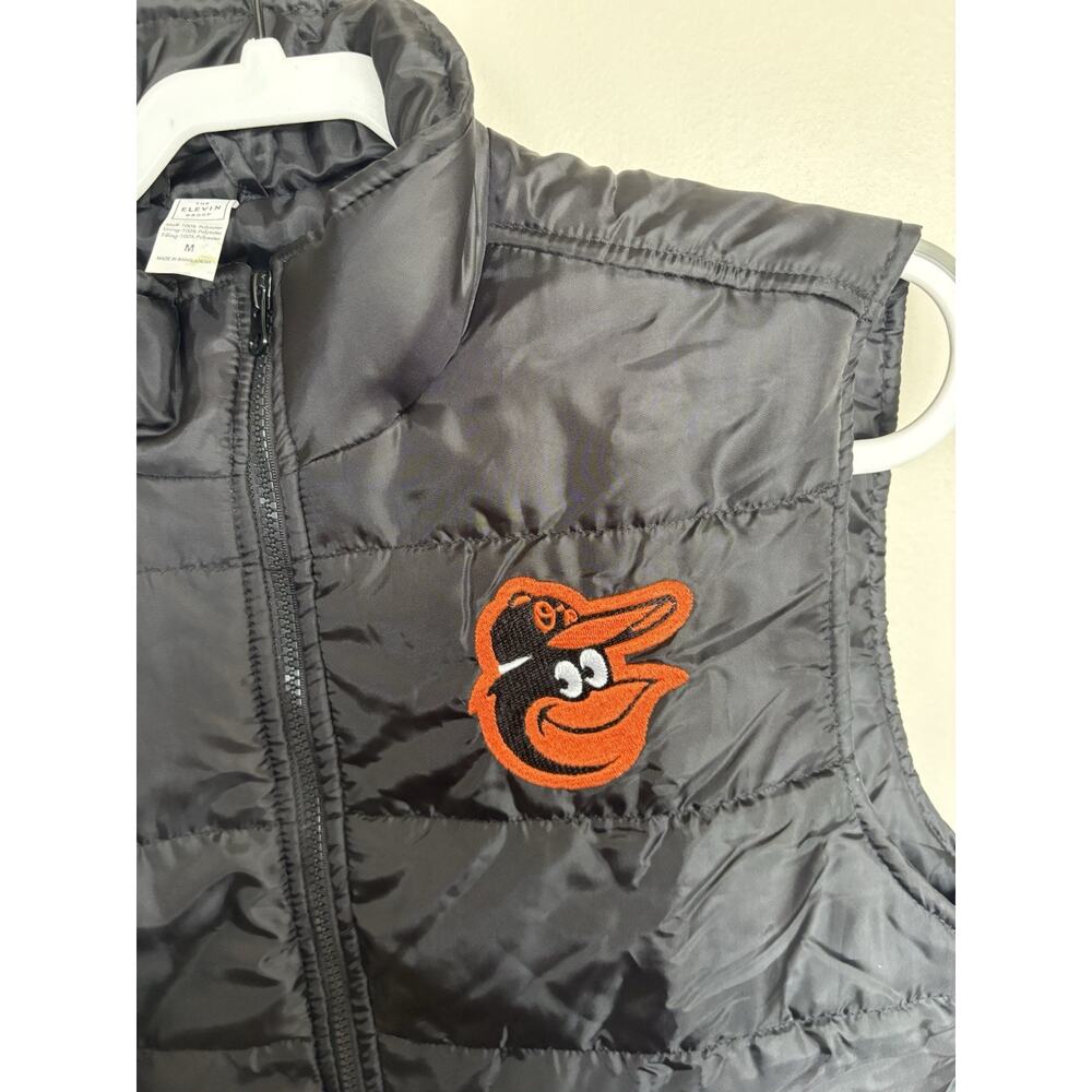Baltimore Orioles Puffer Vest Mens M Black The Elevin Group Full Zip Logo MLB - Picture 3 of 6